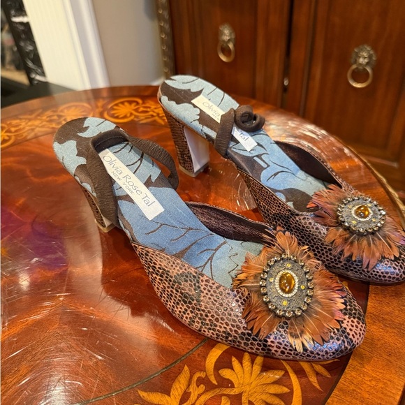 Olivia Rose Tal snakeskin sling back heels size 9 - Picture 5 of 9